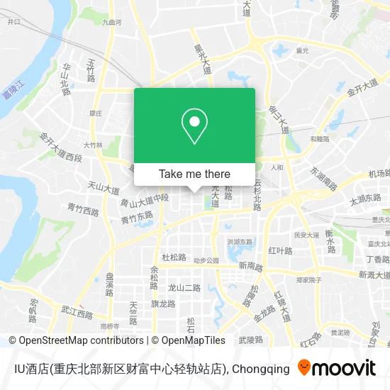 IU酒店(重庆北部新区财富中心轻轨站店) map