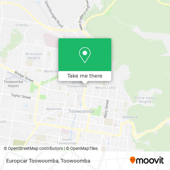 Mapa Europcar Toowoomba