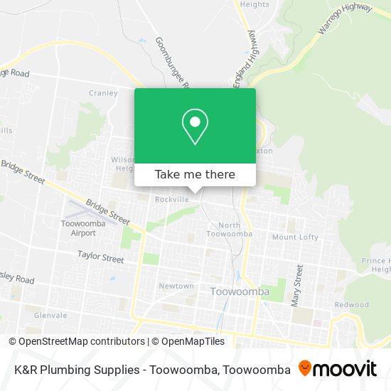 Mapa K&R Plumbing Supplies - Toowoomba