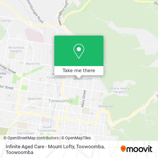 Mapa Infinite Aged Care - Mount Lofty, Toowoomba