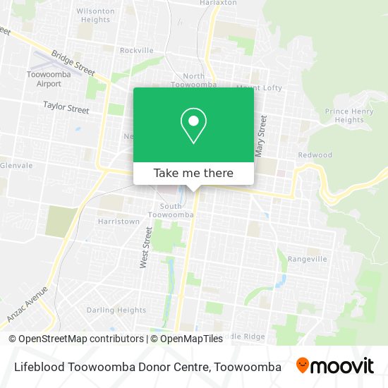 Lifeblood Toowoomba Donor Centre map