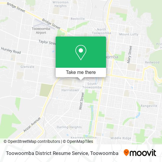 Mapa Toowoomba District Resume Service