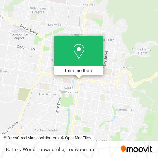 Mapa Battery World Toowoomba