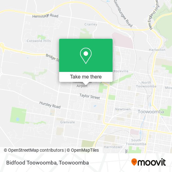 Mapa Bidfood Toowoomba