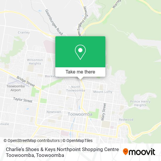 Charlie's Shoes & Keys Northpoint Shopping Centre Toowoomba map