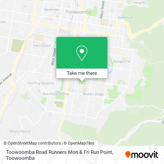 Mapa Toowoomba Road Runners Mon & Fri Run Point