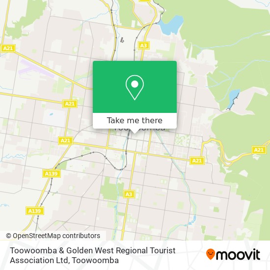 Mapa Toowoomba & Golden West Regional Tourist Association Ltd