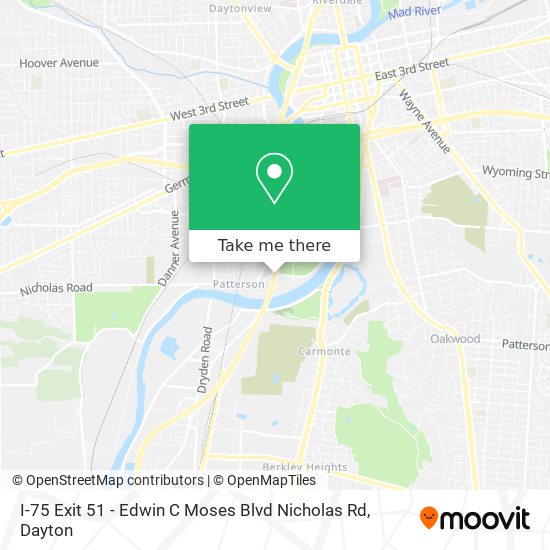 Mapa de I-75 Exit 51 - Edwin C Moses Blvd Nicholas Rd