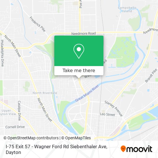 Mapa de I-75 Exit 57 - Wagner Ford Rd Siebenthaler Ave