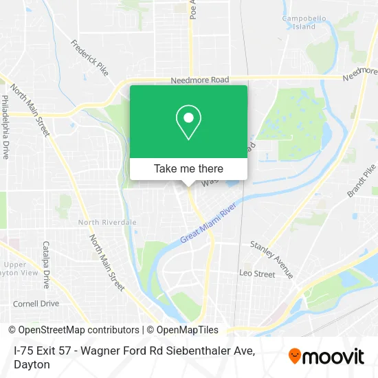 I-75 Exit 57 - Wagner Ford Rd Siebenthaler Ave map