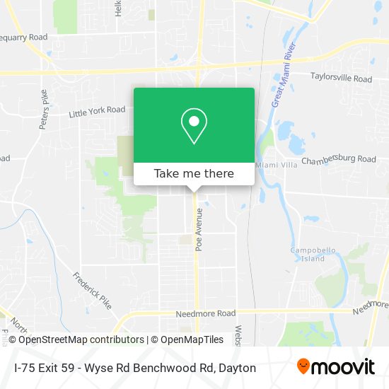 Mapa de I-75 Exit 59 - Wyse Rd Benchwood Rd