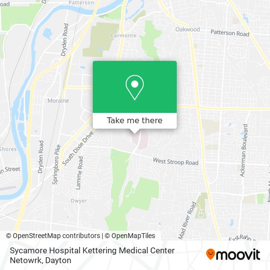 Sycamore Hospital Kettering Medical Center Netowrk map