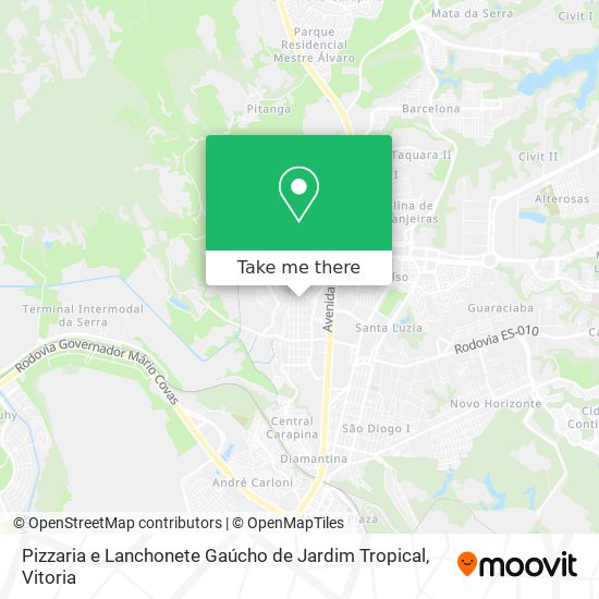 Mapa Pizzaria e Lanchonete Gaúcho de Jardim Tropical