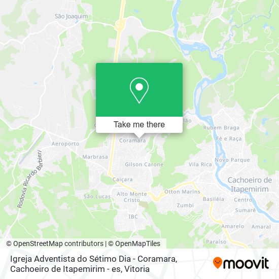 Mapa Igreja Adventista do Sétimo Dia - Coramara, Cachoeiro de Itapemirim - es