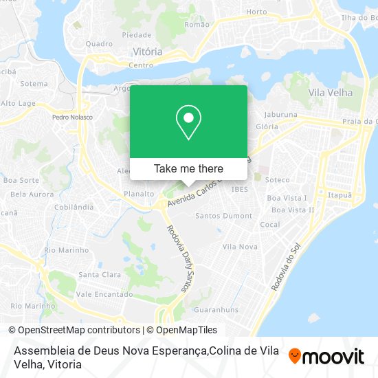 Mapa Assembleia de Deus Nova Esperança,Colina de Vila Velha