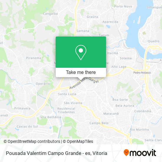 Mapa Pousada Valentim Campo Grande - es