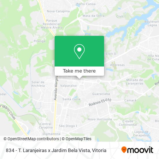 834 - T. Laranjeiras x Jardim Bela Vista map