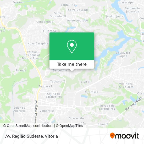 Av. Região Sudeste map