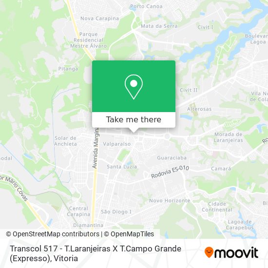 Mapa Transcol 517 - T.Laranjeiras X T.Campo Grande (Expresso)