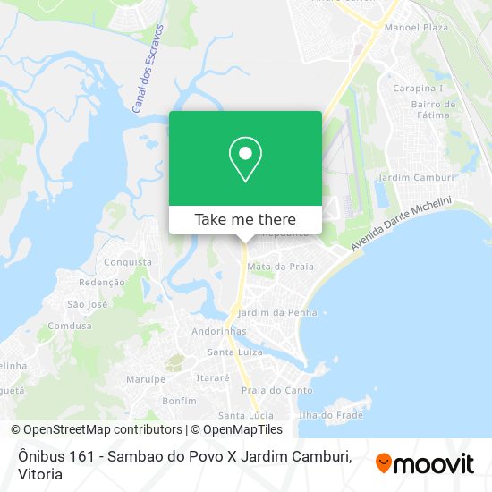 Ônibus 161 - Sambao do Povo X Jardim Camburi map