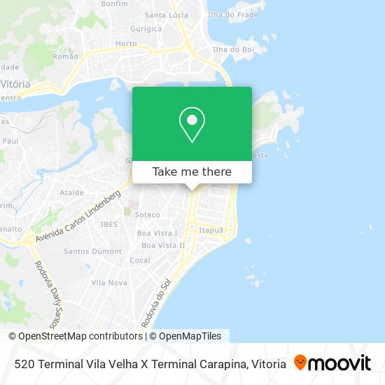 520 Terminal Vila Velha X Terminal Carapina map