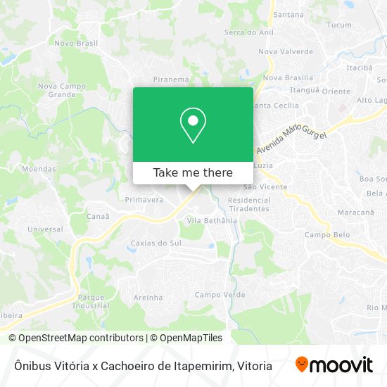 Ônibus Vitória x Cachoeiro de Itapemirim map