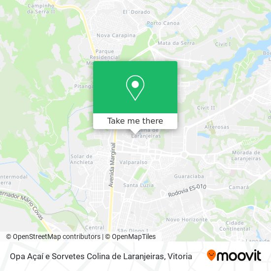 Opa Açaí e Sorvetes Colina de Laranjeiras map