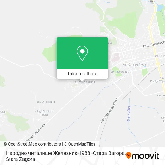 Карта Народно читалище Железник-1988 -Стара Загора