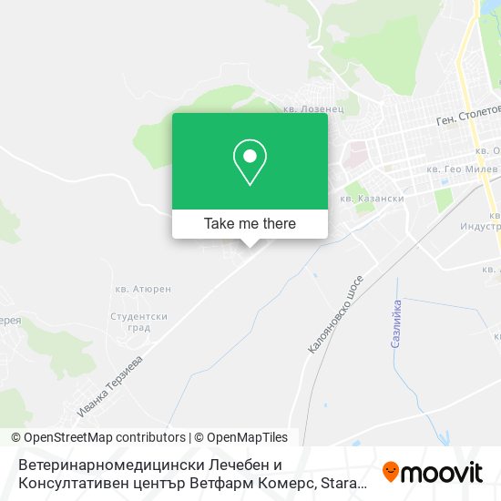 Карта Ветеринарномедицински Лечебен и Консултативен център Ветфарм Комерс