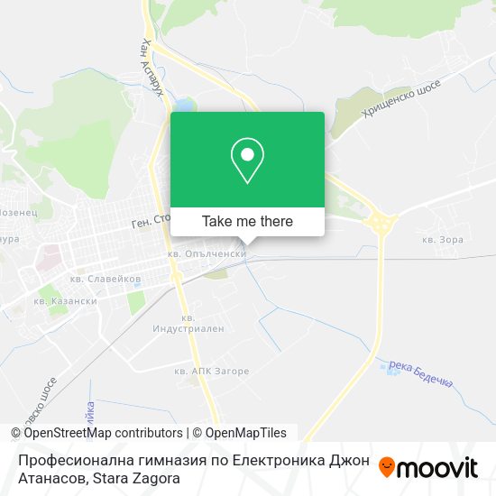 Карта Професионална гимназия по Електроника Джон Атанасов