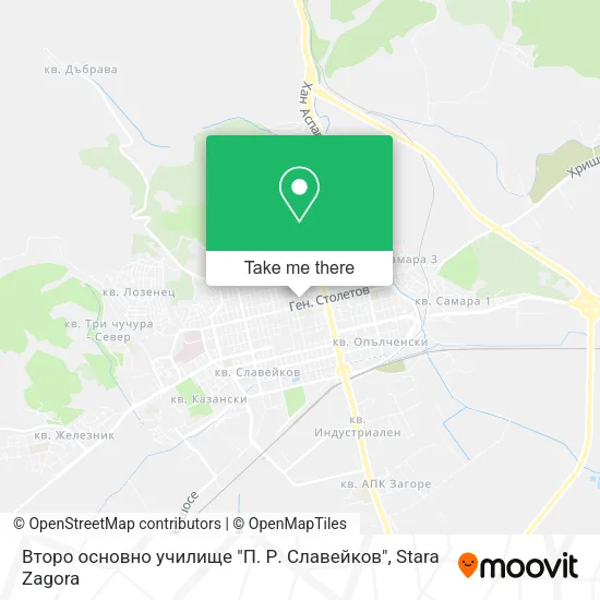 Карта Второ основно училище "П. Р. Славейков"