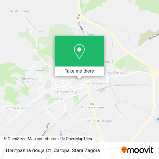 Карта Централна поща Ст. Загора
