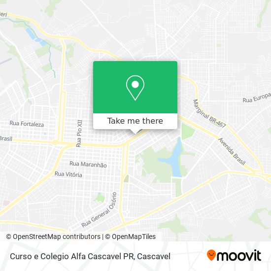 Mapa Curso e Colegio Alfa Cascavel PR