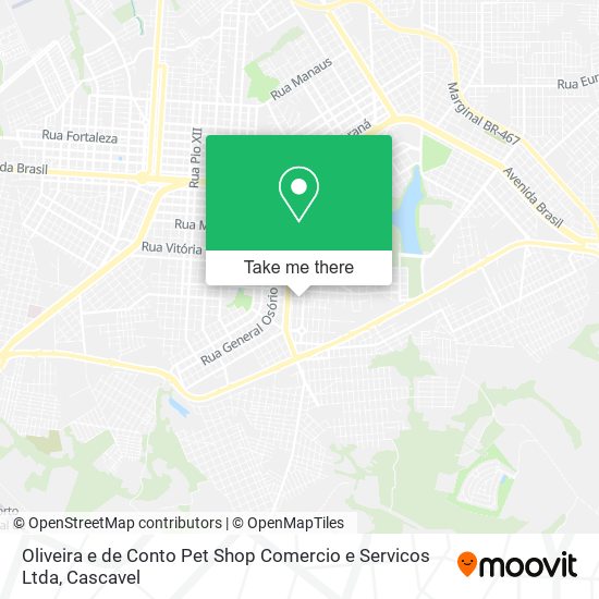 Mapa Oliveira e de Conto Pet Shop Comercio e Servicos Ltda