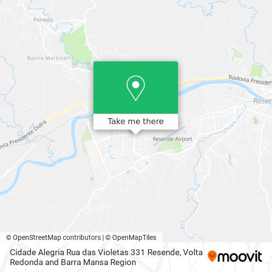 Cidade Alegria Rua das Violetas 331 Resende map