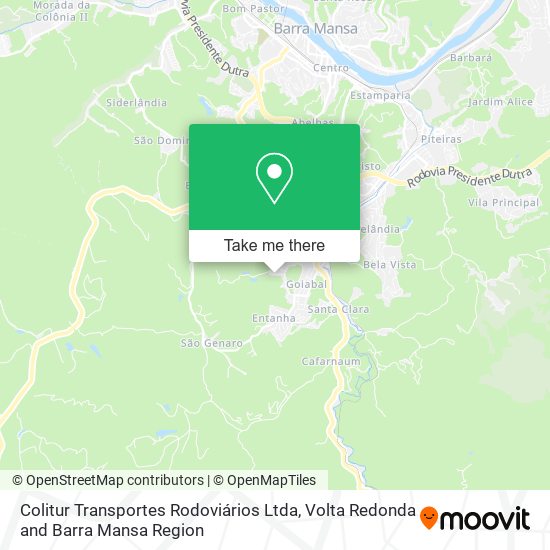 Mapa Colitur Transportes Rodoviários Ltda