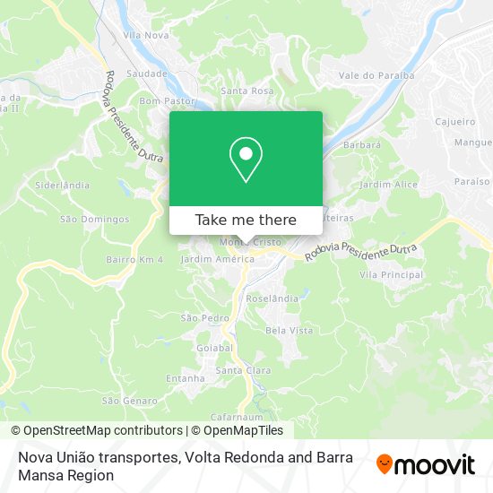 Nova União transportes map