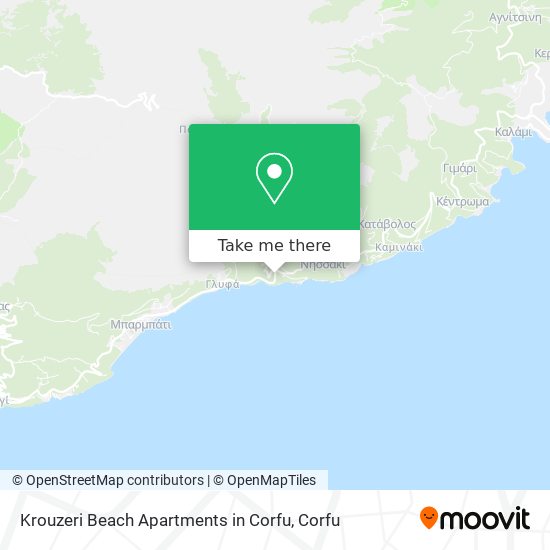 Krouzeri Beach Apartments in Corfu map