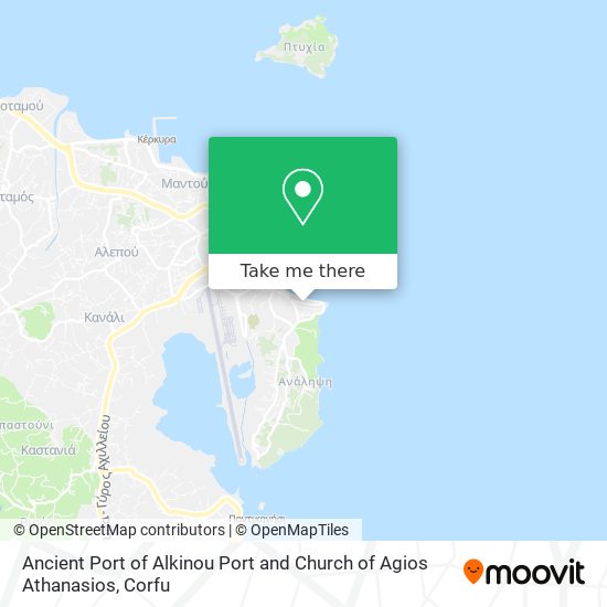 Ancient Port of Alkinou Port and Church of Agios Athanasios map