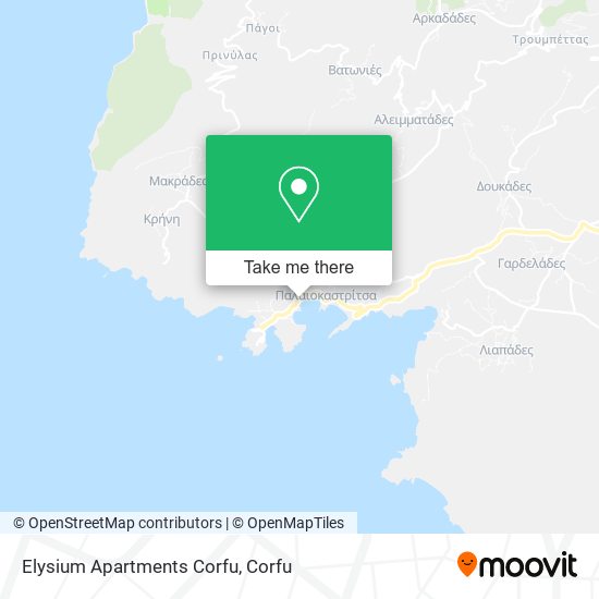 Elysium Apartments Corfu map