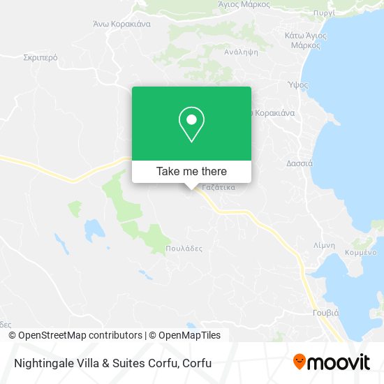 Nightingale Villa & Suites Corfu map