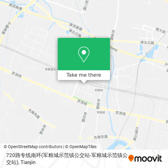 720路专线南环(军粮城示范镇公交站-军粮城示范镇公交站) map