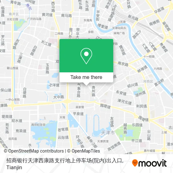 招商银行天津西康路支行地上停车场(院内)出入口 map