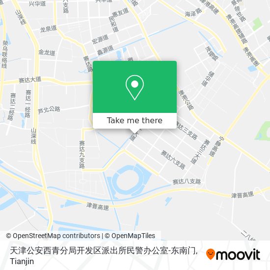 天津公安西青分局开发区派出所民警办公室-东南门 map