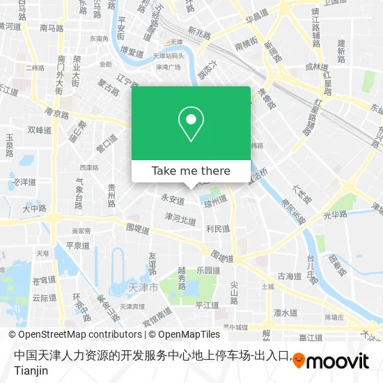 中国天津人力资源的开发服务中心地上停车场-出入口 map