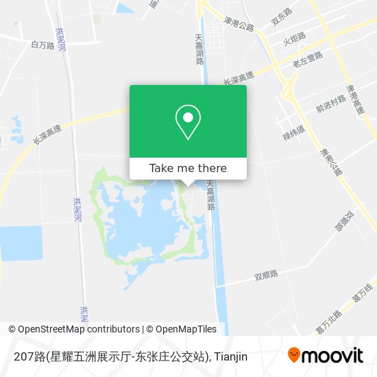 207路(星耀五洲展示厅-东张庄公交站) map
