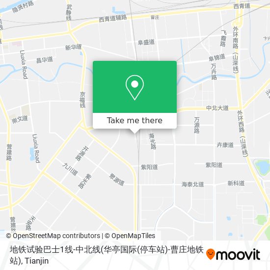 地铁试验巴士1线-中北线(华亭国际(停车站)-曹庄地铁站) map