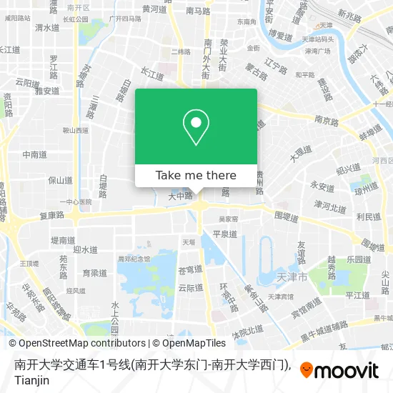 南开大学交通车1号线(南开大学东门-南开大学西门) map