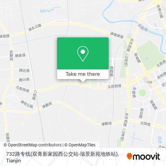 732路专线(双青新家园西公交站-瑞景新苑地铁站) map