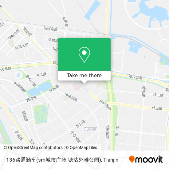 136路通勤车(sm城市广场-塘沽外滩公园) map